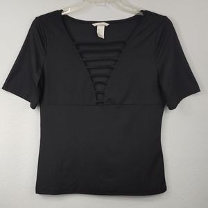 Black strappy v-neck top